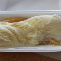Peach Cobbler · Ice cream for an additional charge.