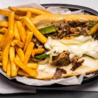 Philly Steak · Comes with fries & soda.