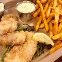 Fish Fry · Spent grain flour breading, wild caught Atlantic Cod or Lake Perch choice one side and slaw.