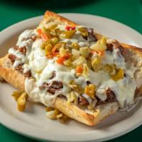 “Da” Cheezy Beef · Italian beef topped with a blend of mozzarella and provolone cheese, and toasted in our oven...