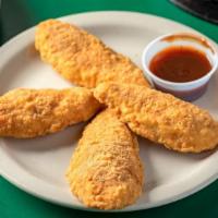 Chicken Tenders · Served with hot sauce, honey mustard, ranch, or BBQ sauce.