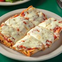 Pizza Bread · Italian bread topped with our pizza sauce, mozzarella, and toasted in the oven. Add one topp...