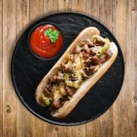 Philly Steak Club Sub · Juicy steak sandwich, piled high with tender slices of beef and mixed with generous amount o...