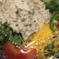 Tuna Salad · Homemade tuna mix on garden salad.