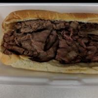 Hot Drip Beef Sub · meat and bread with Au Jus (broth) to dip in.