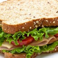 Turkey Sandwich · Oven roasted turkey (6oz), expertly sliced on your choice of bread with your choice of toppi...
