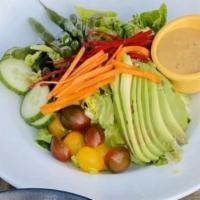 Kuro Fresh Salad · Mixed greens, cucumber, avocado, green bean and cherry tomato with raspberry dressing. Glute...