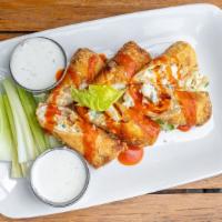 Buffalo Chicken Wontons(Delivery) · Stuffed with buffalo glazed chicken, cream cheese and herbs, and blue cheese crumbles. Serve...