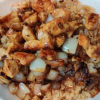 Hibachi Chicken · All hibachi meal comes with fried rice cabbage and 2 sauce.
