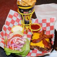 Alien Burger (Lunch) · A half-pound burger charbroiled to perfection and served with lettuce, onion and tomato. A h...