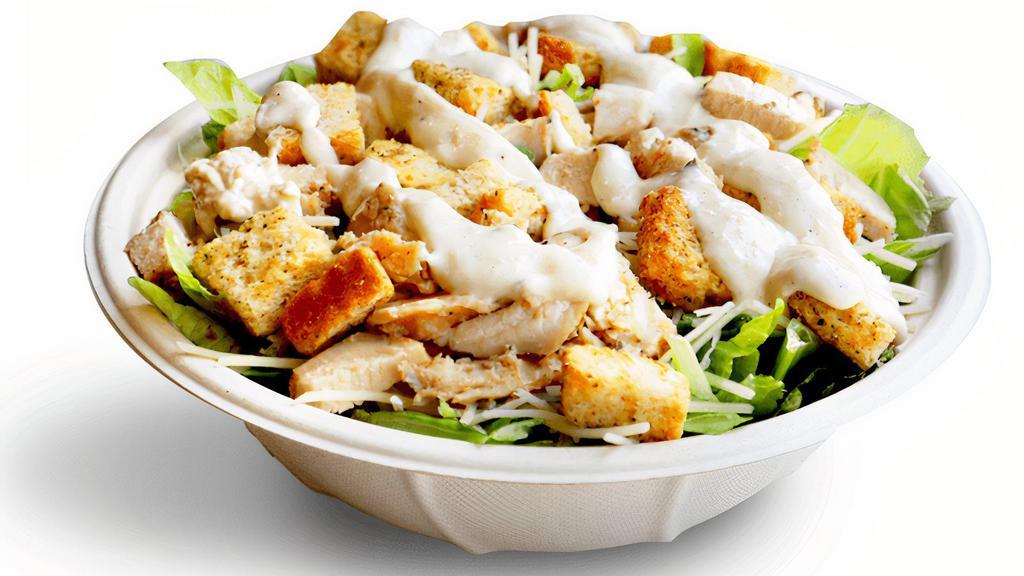 Chicken Caesar Salad · A fresh salad made with grilled chicken, parmesan cheese, crisp romaine lettuce, croutons and our Beyond-made caesar dressing. Contains Milk, Soy, Egg, Wheat. 750 cal (cals include dressing)