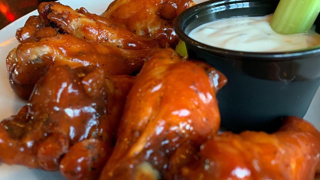 Casa Wings 12Pc · Bone in Chicken Wings, your choice of plain, bbq, buffalo, cajun dry rub. Served with a side of ranch dressing and celery.
