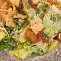 Side Caesar Salad · romaine, caesar dressing, parmesan, gremolata croutons, black pepper parmesan