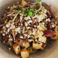 Mn Grain Bowl · barley, wild rice, apples, toasted walnuts, chicken, pickled celery