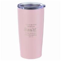 Trust In The Lord Pink Travel Mug · Double-walled stainless steel travel mug. Matte finish, with laser engraved verse. Capacity:...