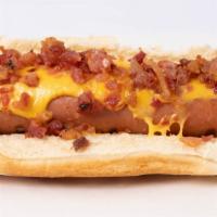 Hot Dog · Cheesy bacon dog.