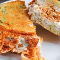 Spaghetti Grilled Cheese Sandwich · Grilled Sourdough Garlic Bread, with Spaghetti, Meat Sauce & Mild Cheddar Cheese Stuffed Ins...