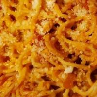 Spaghetti Bowl · Spaghetti and Meat Sauce, Topped with Mild Cheddar Cheese or Parmesan Cheese.