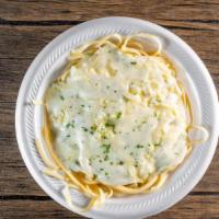 Fettuccine Alfredo · Regular. Two servings. Topped with mozzarella cheese.