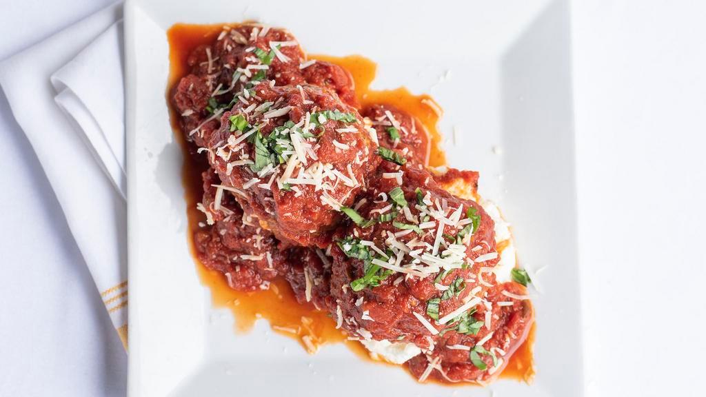 House Meatballs · an order of 3 of our hand made beef, pork & veal meatballs.Spicy pomodoro, Italian peppers and shaved pecorino.