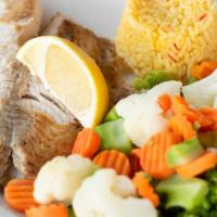 Tilapia Dinner · Sauteed with lemon. Served with garlic bread, rice and choice of potato