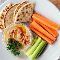 Hummus Platter · Hummus served with pita, celery & carrots