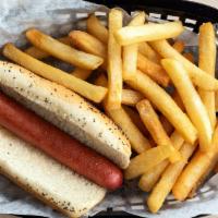 Kids' Hot Dog · Served plain on poppy seed bun with fries.