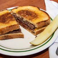 Patty Melt · Grilled onions. Add deluxe, chili, fries, cheese for an additional charge.