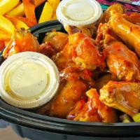 10 Piece Meal · 10 wings, regular and boneless with choice of sauce (served on the side), 2 oz dressing of c...