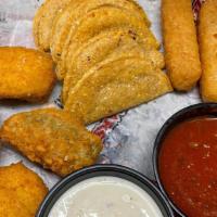 Pick 3 · BP Pick 3 is your choice of 3 half orders of our delicious favorite appetizers fried to perf...