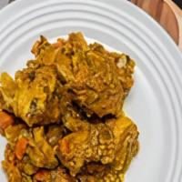 Bone-In Curry Chicken · Chicken leg quarters chopped into small pieces. Thoroughly and seasoned with PJ's selection ...