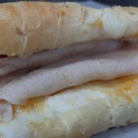 The Big Turkey & Cheese · Double the size! Our three cheese blend of mozzarella, monterey jack, and cheddar with slice...
