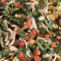 Greek Salad  · Lettuce, tomatoes, cucumbers, pepperoni, onions, feta cheese, olives, beets & Greek dressing.