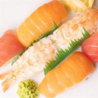 Nigiri Combo  · Tuna + Salmon + Shrimp (On Rice)