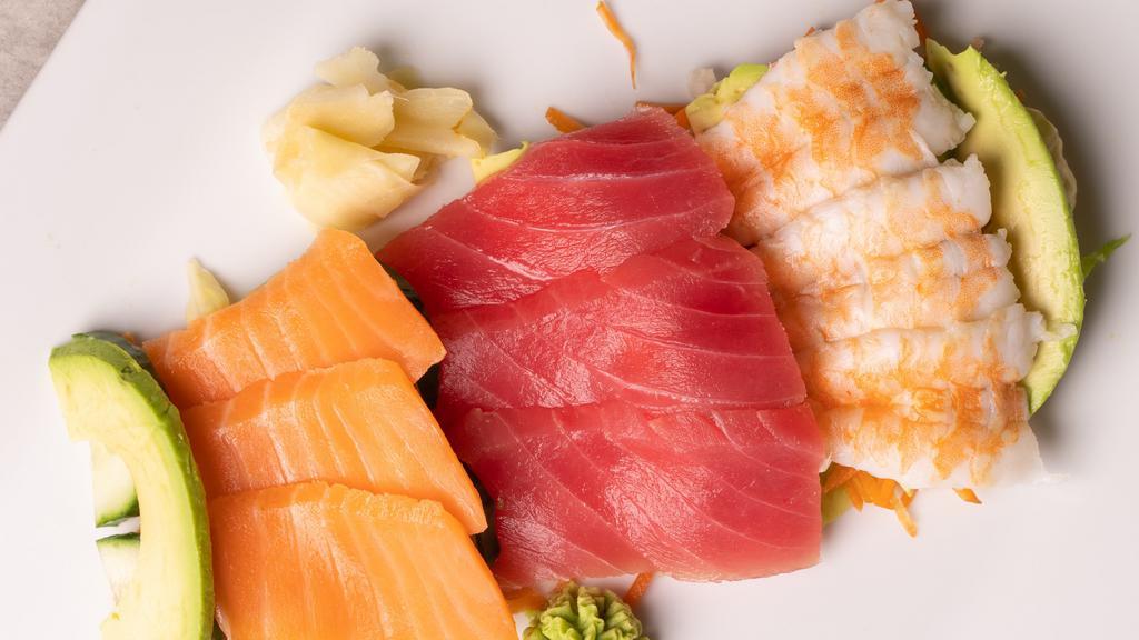 Sashimi (Tuna/Salmon/Shrimp) · Tuna + Salmon + Shrimp