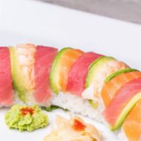 Rainbow Roll · Imitation crab + Avocado + Cucumber + Tuna + Salmon + Shrimp