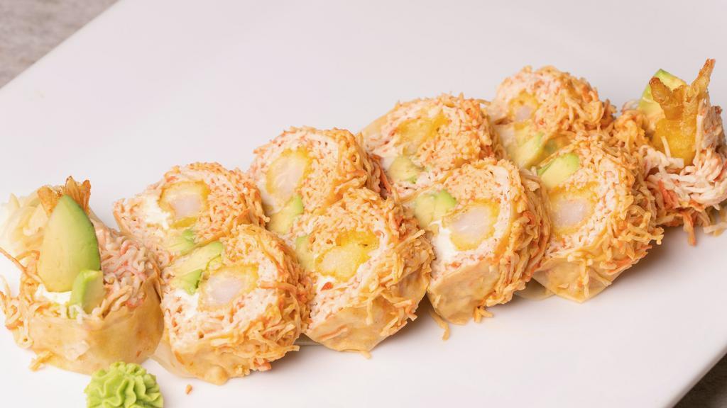 Special Ram Roll · (No Seaweed) Soy Paper + Imitation Crab + Avocado + Tempura Shrimp + Cream Cheese + Sushi Sauce + Spicy Mayo
