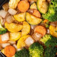 Vegetable Delight Hibachi · Zucchini, Fried rice, carrot, broccoli, onion.