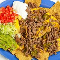 Nacho Special · Includes choice of meat, tomato lettuce cheese sour cream, jalapeños, guacamole.