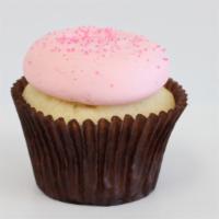 Pink Vanilla · Vanilla bean cake frosted with pink vanilla bean buttercream.