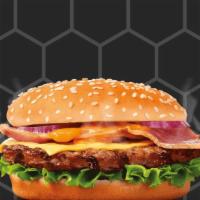 Bacon Cheeseburger · Lettuce,tomato, onions, ketchup mustard, mayo and cheese ( fries and can soda).