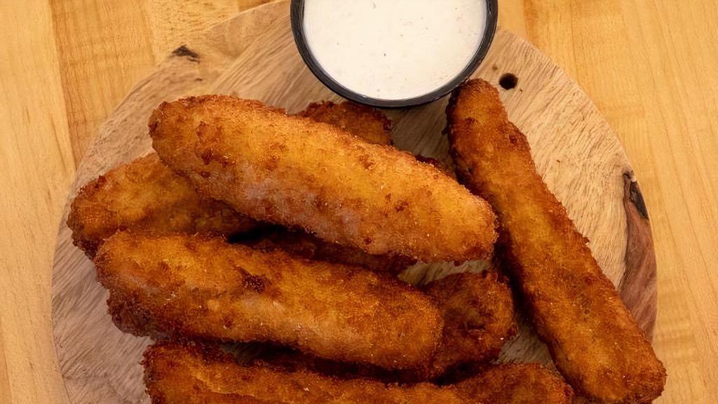 Fried Pickles · Hand-Breaded Fried Pickle Spears Served With Ranch Dressing.