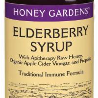Honey Gardens: Elderberry Syrup - 24 Servings 4 Oz · Elderberry liquid syrup with raw honey, organic apple cider vinegar and propoli.