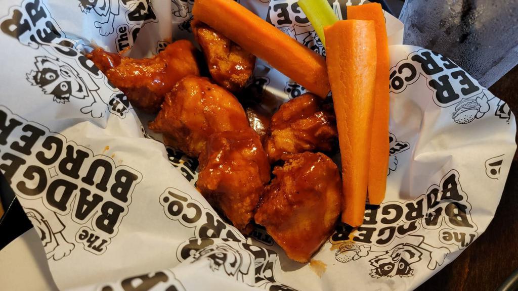 Wings Boneless (6 Pieces) · Served with celery and carrots. Choice of ranch or bleu cheese.