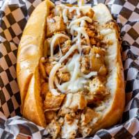Chicken Philly Cheese Steak Sandwich · Your favorite traditional Philly with roasted chicken & caramelized onions. Choose cheddar w...