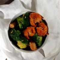 Stir-Fry Cashew · Water chestnut, carrots, green pepper, broccoli and cashew in brown sauce.