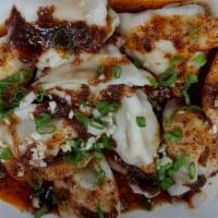 Chung Du Dumplings · Boiled Pork with cabbage dumplings with a spicy garlic sauce
