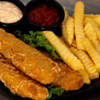 Fish & Chips · Pub-style lager battered codfish served with tartar sauce.