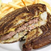 Patty Melt · With American cheese and grilled onions.