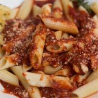 Mostaccioli · Topped with our homemade marinara.